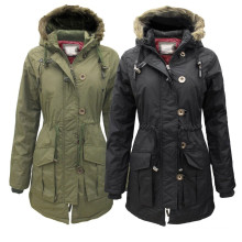 Montana Nuevas mujeres de Parka militar Faux Furs Trim Hood Señoras Woodland Jacket Coat